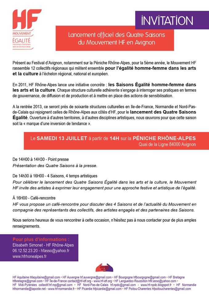 Lancement officiel en Avignon des 4 saisons égalités du Mouvement HF
